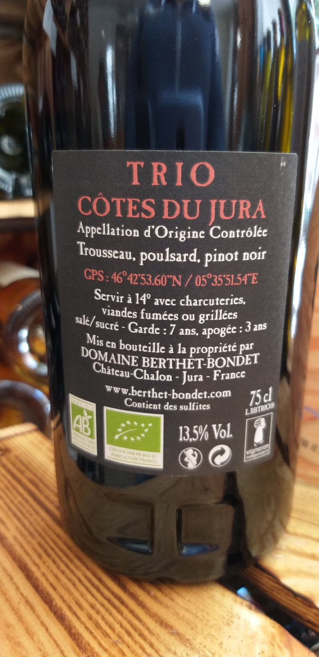 (1040-001) Trio 2020 - Rouge Sec Tranquille - Domaine Berthet-Bondet (Jean et Hélène Berthet-Bondet)