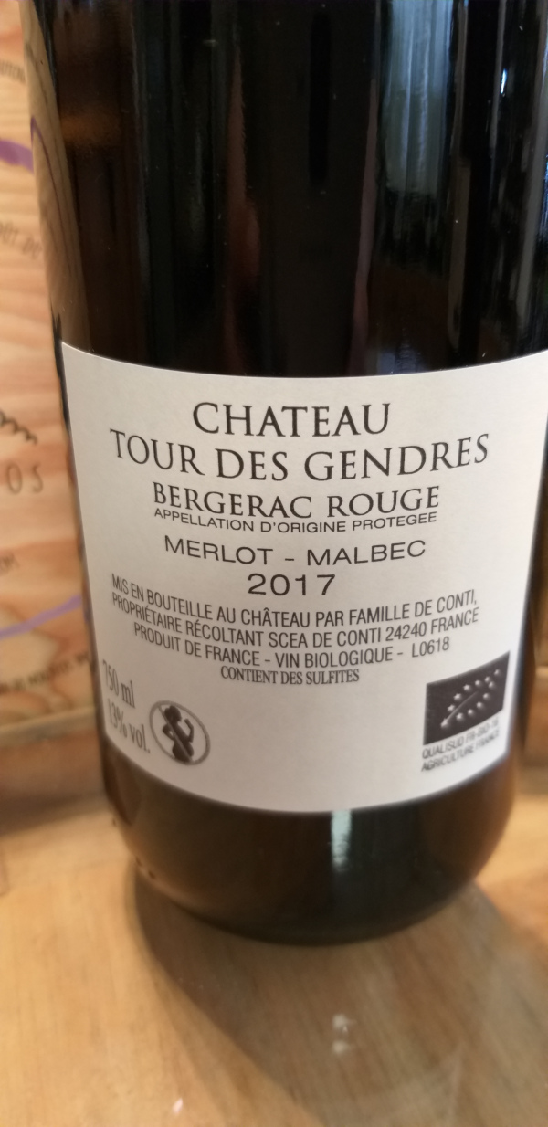 (1047-001) Château Tour des Gendres 2018 - Rouge Sec Tranquille - Château Tour des Gendres (Famille de Conti)