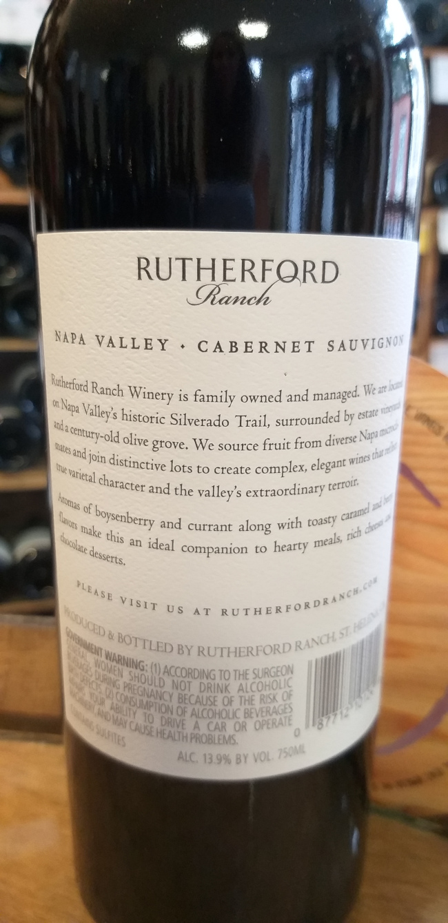 (1061-001) Cabernet Sauvignon 2016 - Rouge Sec Tranquille - Rutherford Wine Company