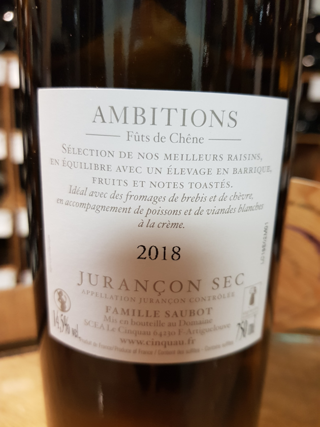 (1069-001) Ambitions 2018 - Blanc Sec Tranquille - Domaine du Cinquau (Pierre Saubot)