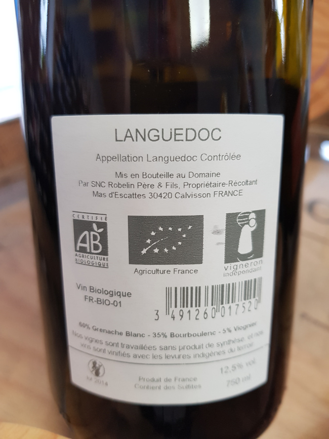 (1079-001) Tradition 2019 - Blanc Sec Tranquille - Domaine de l'Escattes (François Robelin)