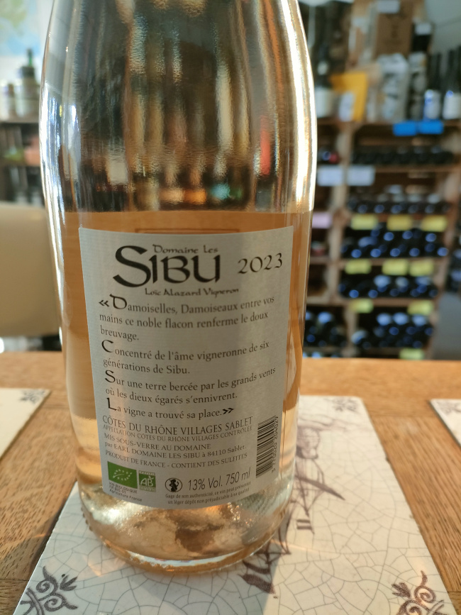 (1124-001) Sablet Rosé 2023 - Rosé Sec Tranquille - Domaine les Sibu (Loic Alazard)