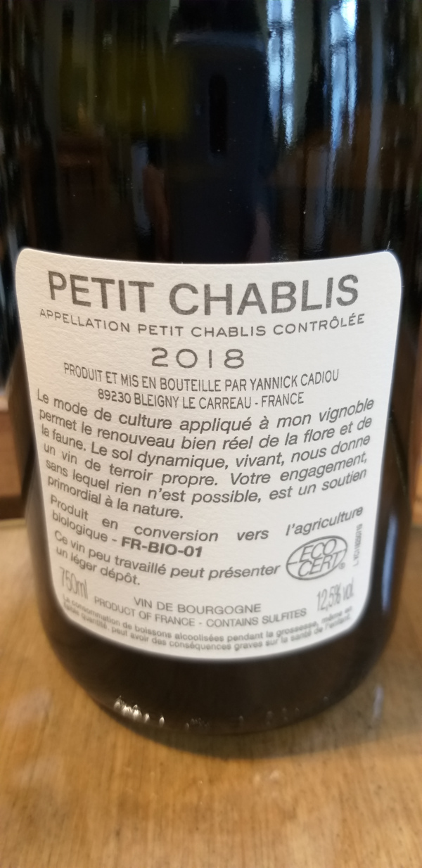 (1037-002) Chablis 2018 - Blanc Sec Tranquille - Yannick Cadiou (Yannick Cadiou)