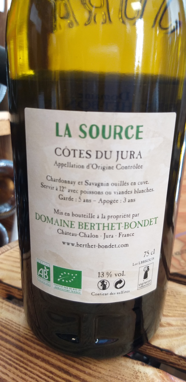 (1040-002) La Source 2023 - Blanc Sec Tranquille - Domaine Berthet-Bondet (Jean et Hélène Berthet-Bondet)
