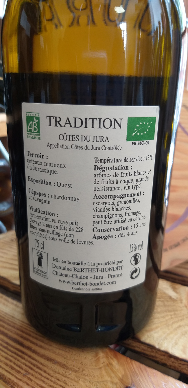 (1040-003) Tradition 2018 - Blanc Sec Tranquille - Domaine Berthet-Bondet (Jean et Hélène Berthet-Bondet)