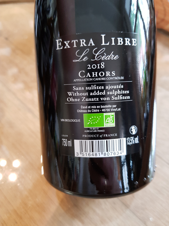 (1046-003) Extra-Libre 18 mois 2016 - Rouge Sec Tranquille - Château du Cèdre (Pascal et Jean-Marc Verhaeghe)