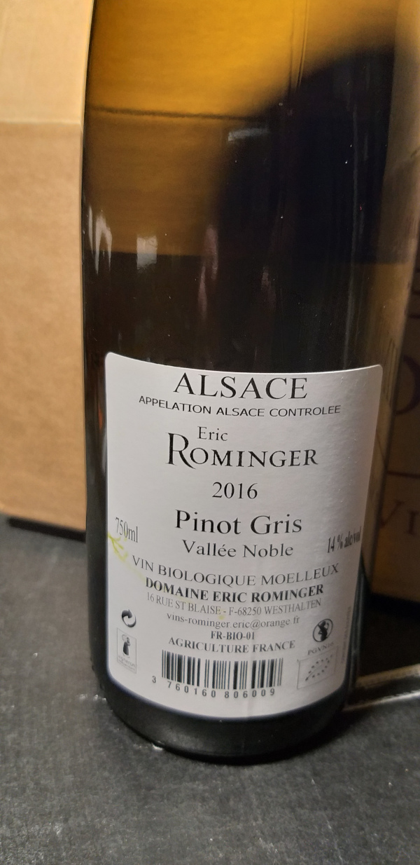 (1018-003) Pinot Gris Vallée Noble 2018 - Blanc Demi-sec Tranquille - Domaine Eric Rominger (Claudine Sutter-Rominger)