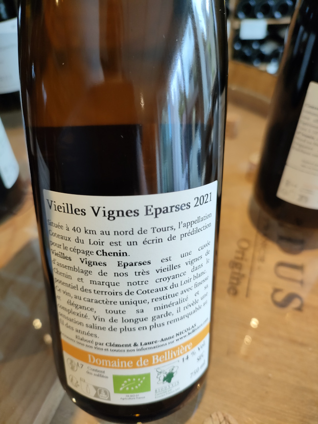 (1114-003) Vieilles Vignes Eparses 2021 - Blanc Sec Tranquille - Domaine de Bellivière (Clément et Laure-Anne Nicolas)