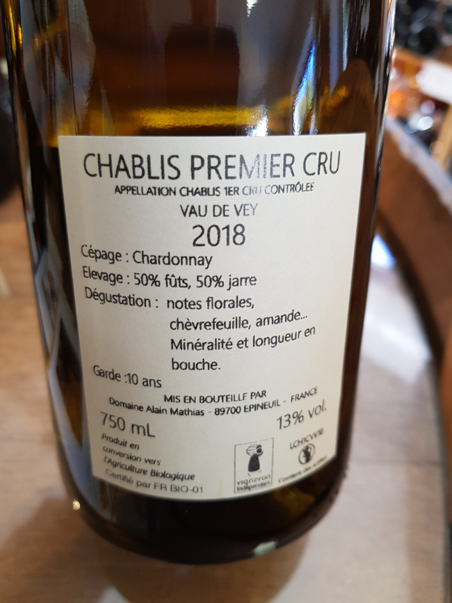 (1036-004) Premier Cru Vau de Vey 2020 - Blanc Sec Tranquille - Domaine Alain Mathias (Alain, Bastien et Carole Mathias)
