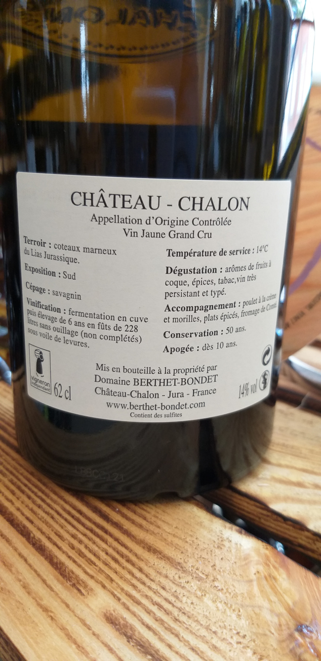 (1040-004) Château-Chalon 2015 - Blanc Sec Tranquille - Domaine Berthet-Bondet (Jean et Hélène Berthet-Bondet)