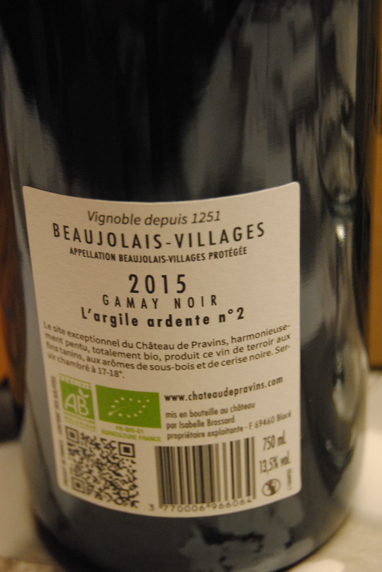 (1001-005) L’Argile Ardente n°2 (fût de chêne) 2019 - Rouge Sec Tranquille - Chateau de Pravins (Isabelle Brossard)