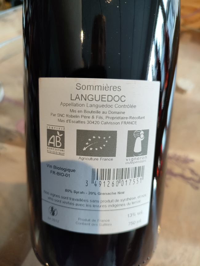 (1079-007) La Combe 2020 - Rouge Sec Tranquille - Domaine de l'Escattes (François Robelin)
