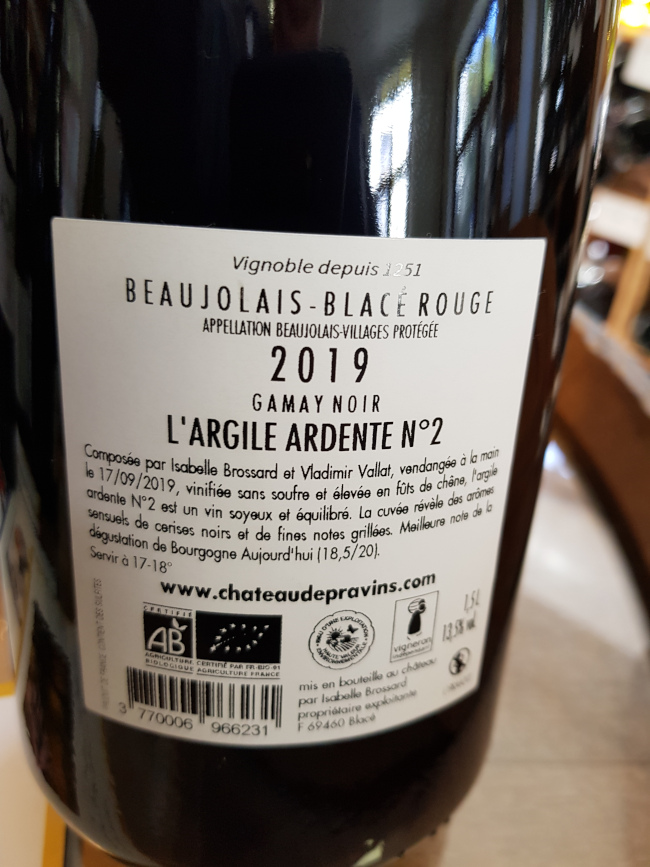 (1001-009) L'Argile Ardente n°2 Magnum 2016 - Rouge Sec Tranquille - Chateau de Pravins (Isabelle Brossard)